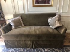 Classic Upholstered Two Seater Sofa In Taupe With Scatter Cushions 190 x 85 x 90cm (Room 202)