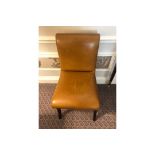 Scroll Back Leather Side Chair Legs And Frame In Solid Oak With A Stained Finish Upholstered In