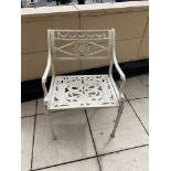A Set Of 4 x Cast Metal Terrace Armchairs 38 x 53 x 73cm (Room 103 outdoor balcony furniture)