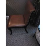 Scroll Back Leather Side Chair Legs And Frame In Solid Oak, With A Stained Finish Upholstered In