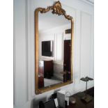 A Carved Gilt Rectangular Wall Mirror With Shell Crest Pediment 76 x 135cm (Room 103)