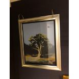Landscape Lithograph Print Framed Depicting A Tree 62 x 76cm (Room 241)