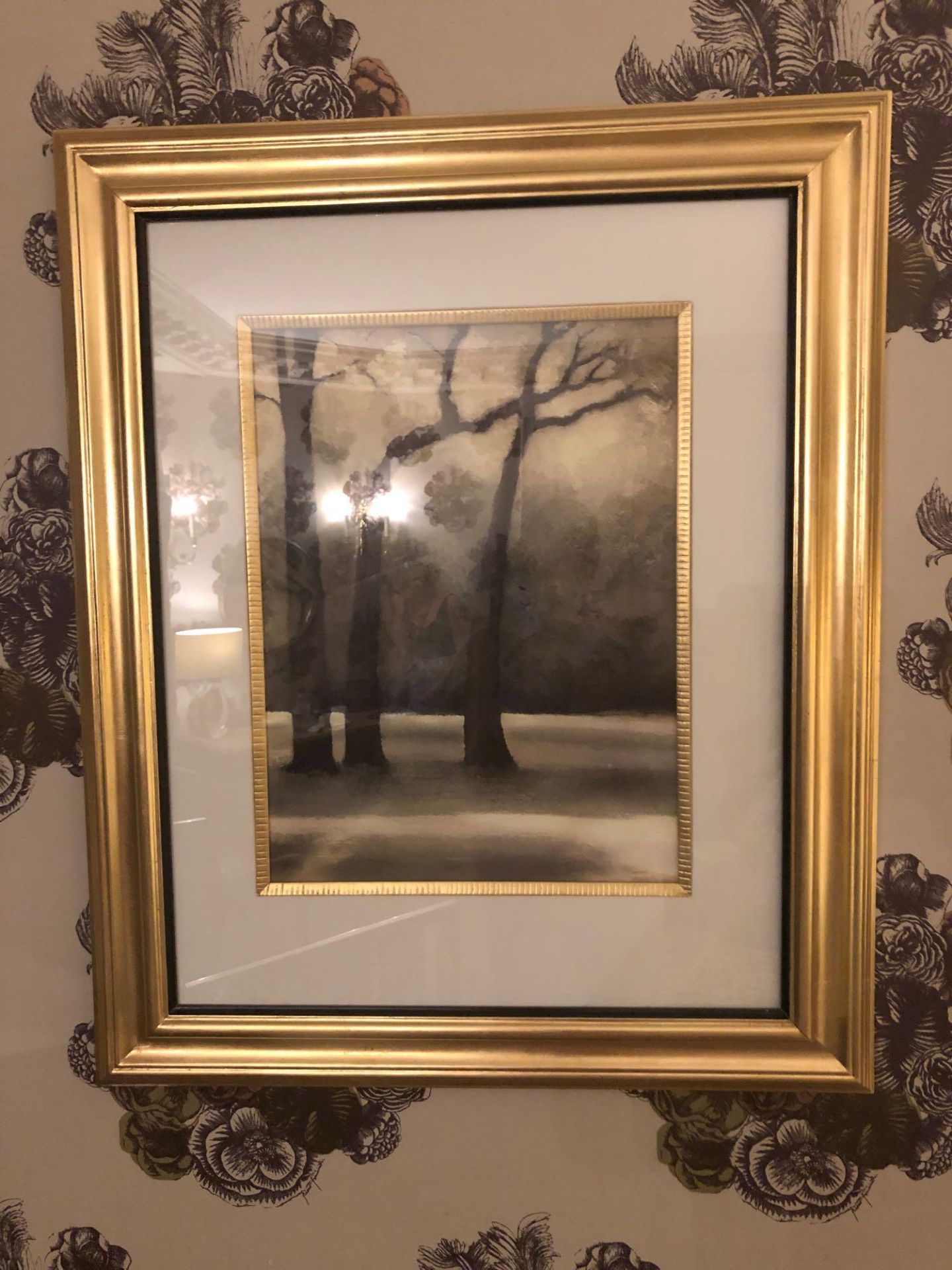 Lithograph Print Stark Winter Trees Framed 62 x 76cm (Room 240)