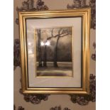 Lithograph Print Stark Winter Trees Framed 62 x 76cm (Room 240)