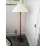 Brass Standing Floor Lamp With Cream Linen Shade 160cm (Room 101)