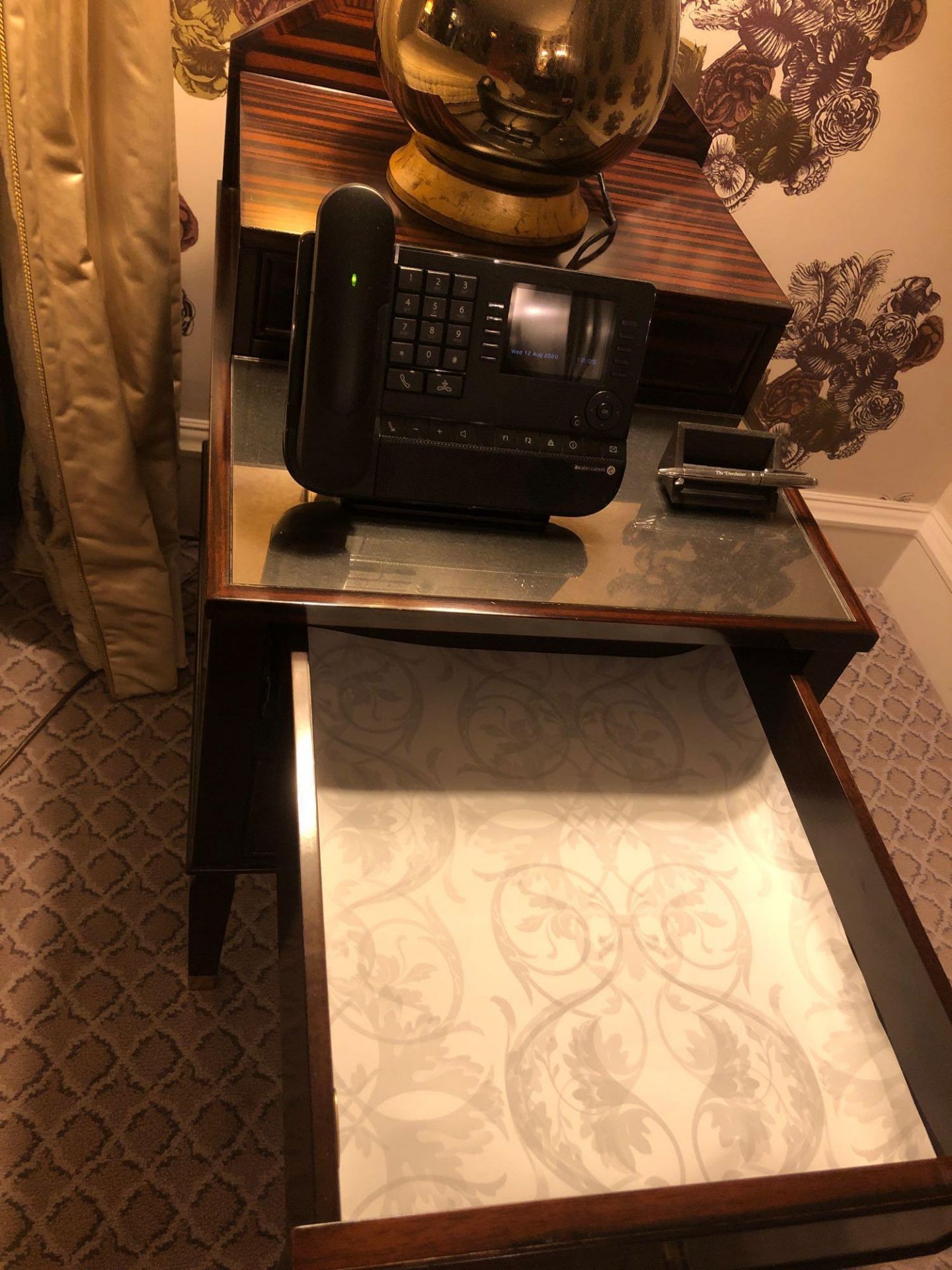 A Pair Of Two Tier Bedside Nightstands With Antiqued Plate Top With Storage Compartments Mounted - Image 3 of 3