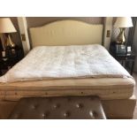 Headboard, Handcrafted With Nail Trim And Padded Textured Woven Upholstery (Room 239)