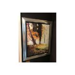 Framed Lithograph Silver Frame Depicting Trees 85 x 65cm (Room 226)
