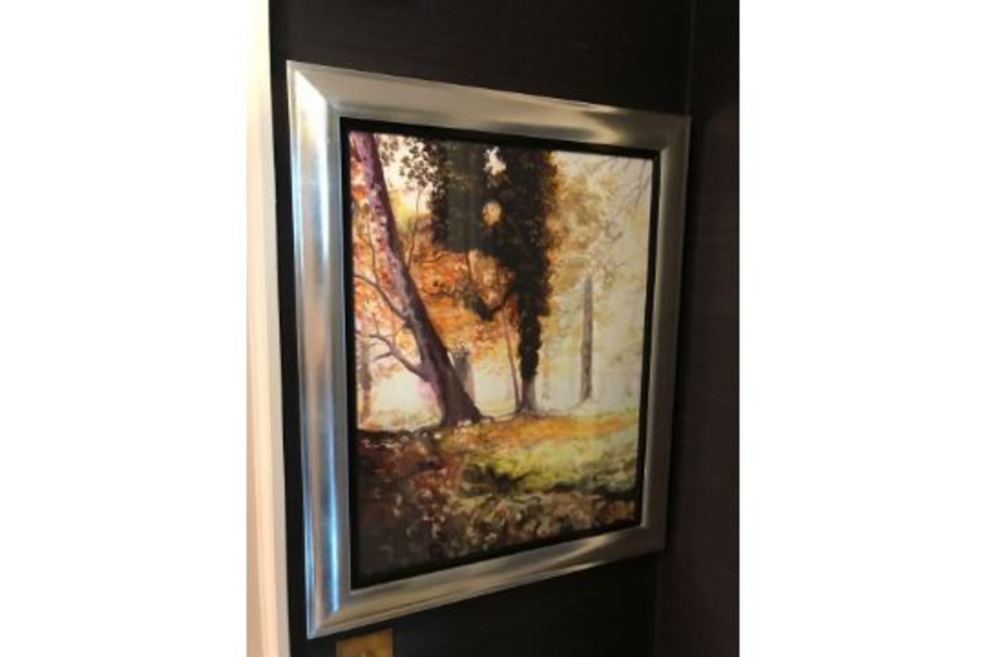 Framed Lithograph Silver Frame Depicting Trees 85 x 65cm (Room 226)