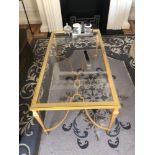 A Rectangular Coffee Table Polished Brass Frame With Clear Glass Top 110 x 60 x 58cm (Room 202)