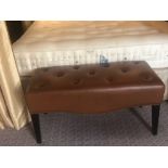 Tufted Leather Bench With Scrolled Apron 100 x 46 x 47cm (Room 217/8)