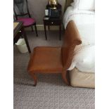 Scroll Back Leather Side Chair Legs And Frame In Solid Oak With A Stained Finish Upholstered In