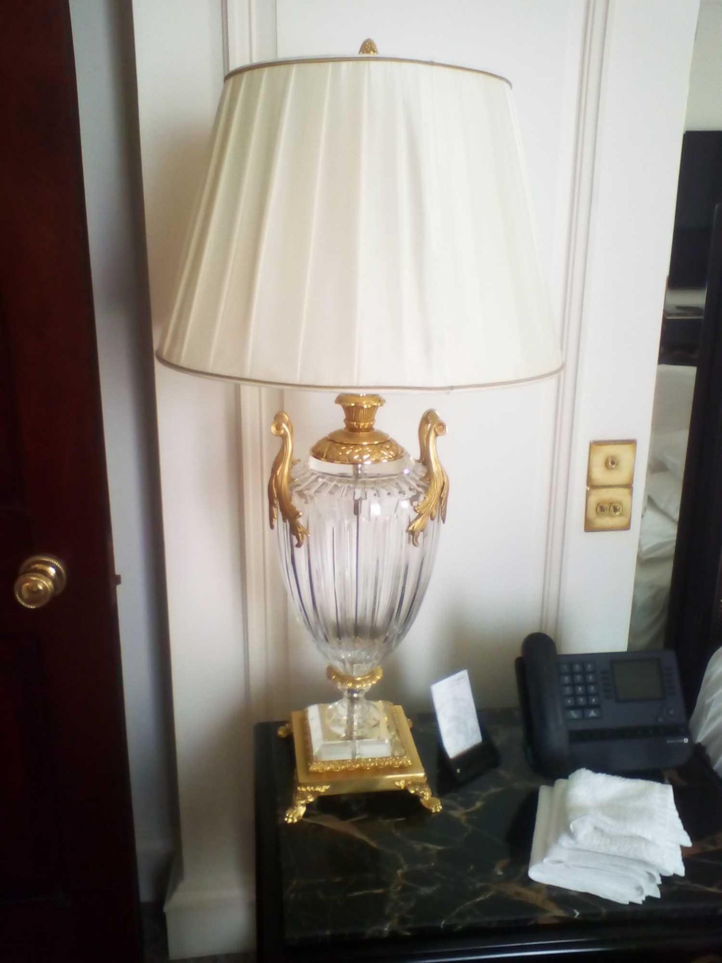 A Laudarte Crystal Table Lamp Inserts And Decorations In 24ct Gold With Shade 95cm Tall (Room 101