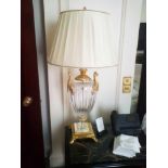 A Laudarte Crystal Table Lamp Inserts And Decorations In 24ct Gold With Shade 95cm Tall (Room 101
