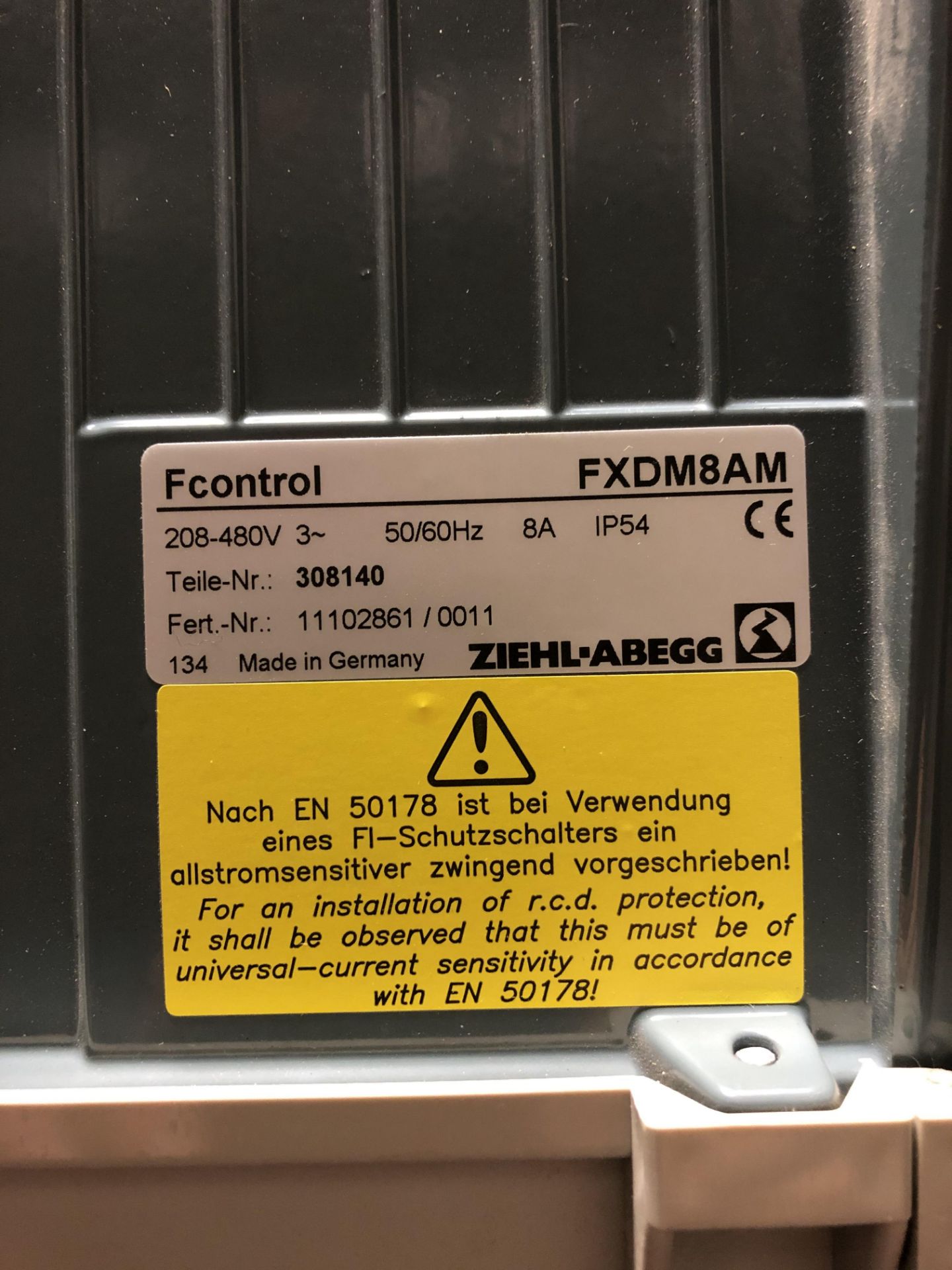 ZIEHL-ABEGG FCONTROL FREQUENCY INVERTER CONTROLLER FXDM5AM, 400V, 5A - Image 7 of 7