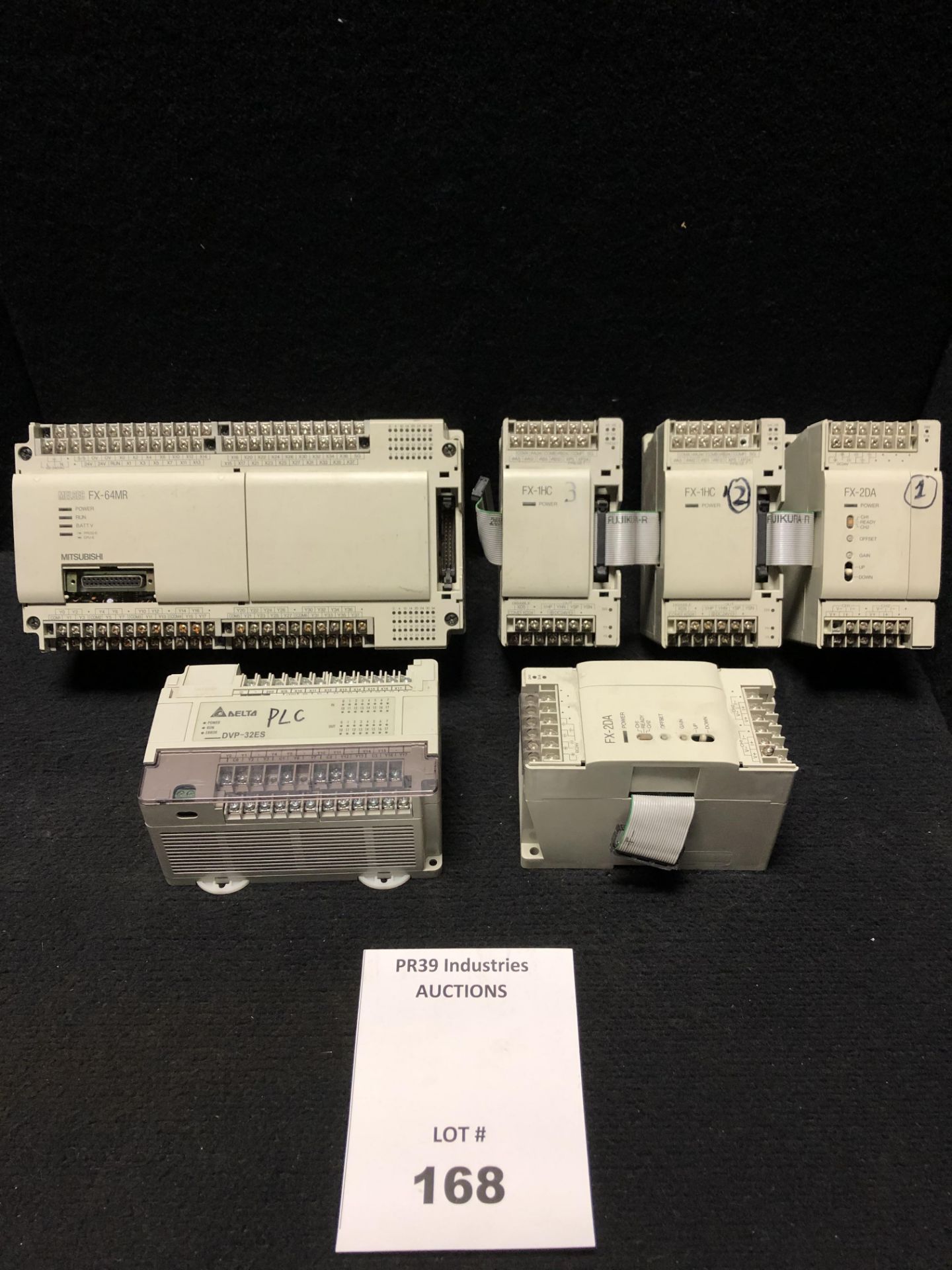 MISC LOT OF USED PLC'S MODULES AND CONTROLLERS - MITSUBISHI FX-64MR, FX-2DA, FX-1HC & DELTA DVP-32ES
