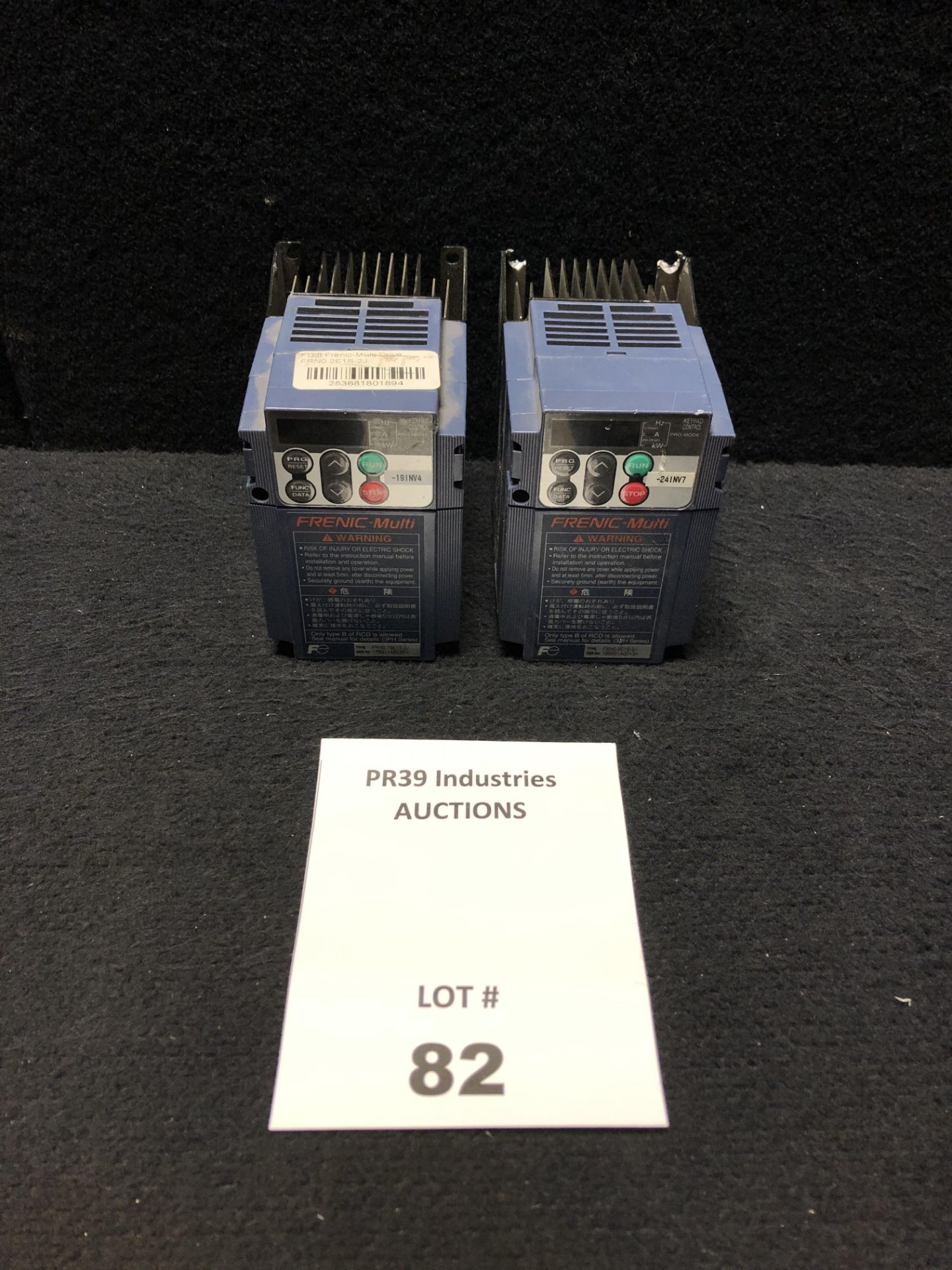 LOT OF 2 - FUJI ELECTRIC FRN0.75E1S-2J DRIVE, .75KW 200-240VAC 3-PHASE