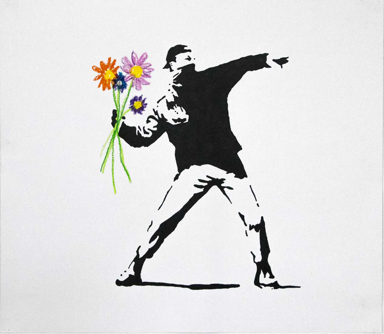 BANKSY X MANI-KURE 'THROWING FLOWERS' -ORIGINAL 1/1 -2021