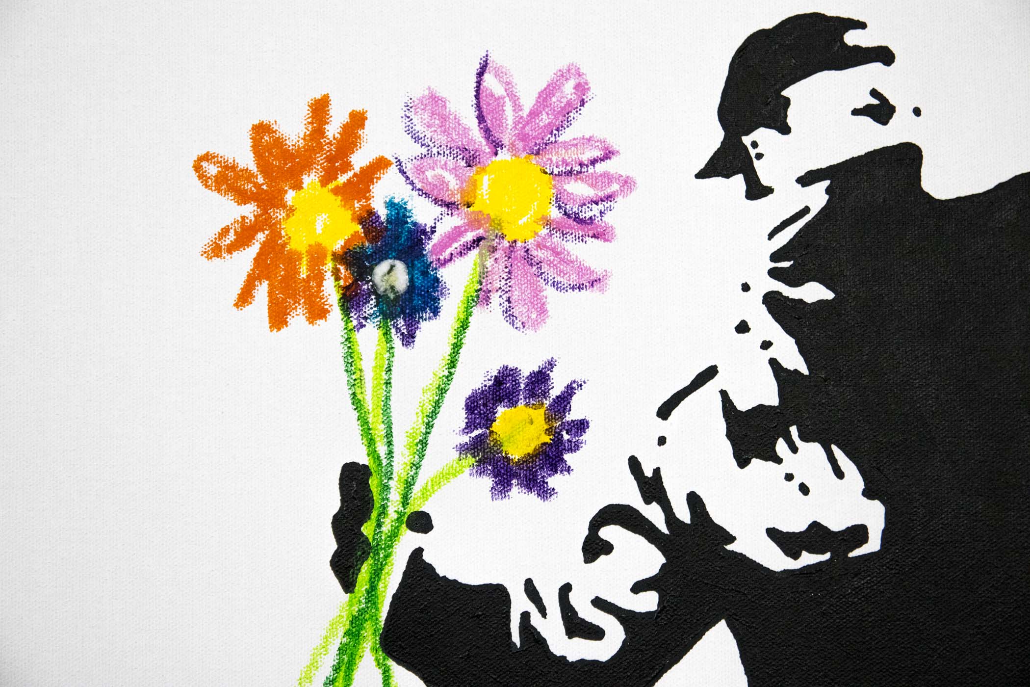 BANKSY X MANI-KURE 'THROWING FLOWERS' -ORIGINAL 1/1 -2021 - Image 4 of 5