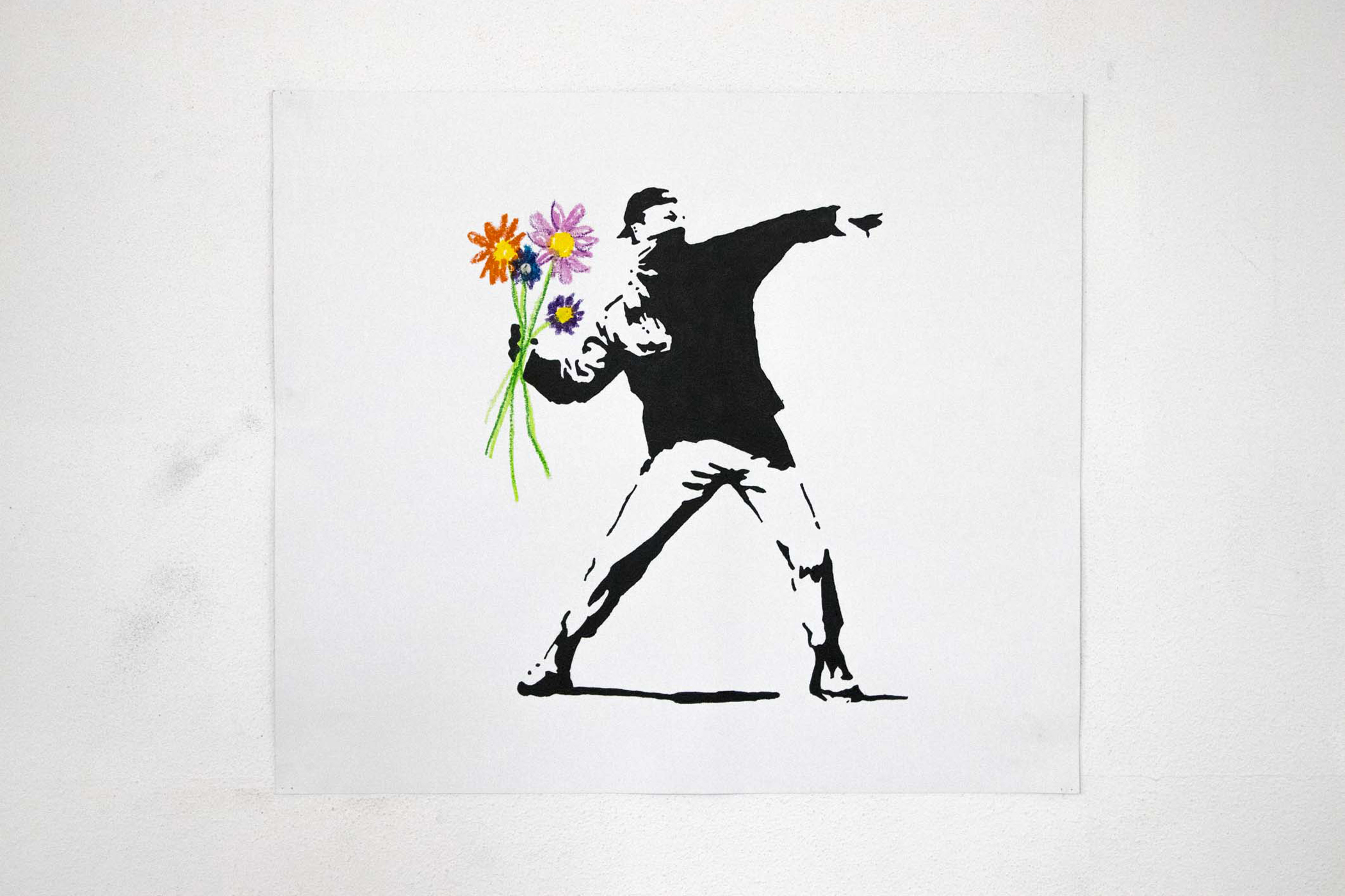 BANKSY X MANI-KURE 'THROWING FLOWERS' -ORIGINAL 1/1 -2021 - Image 2 of 5