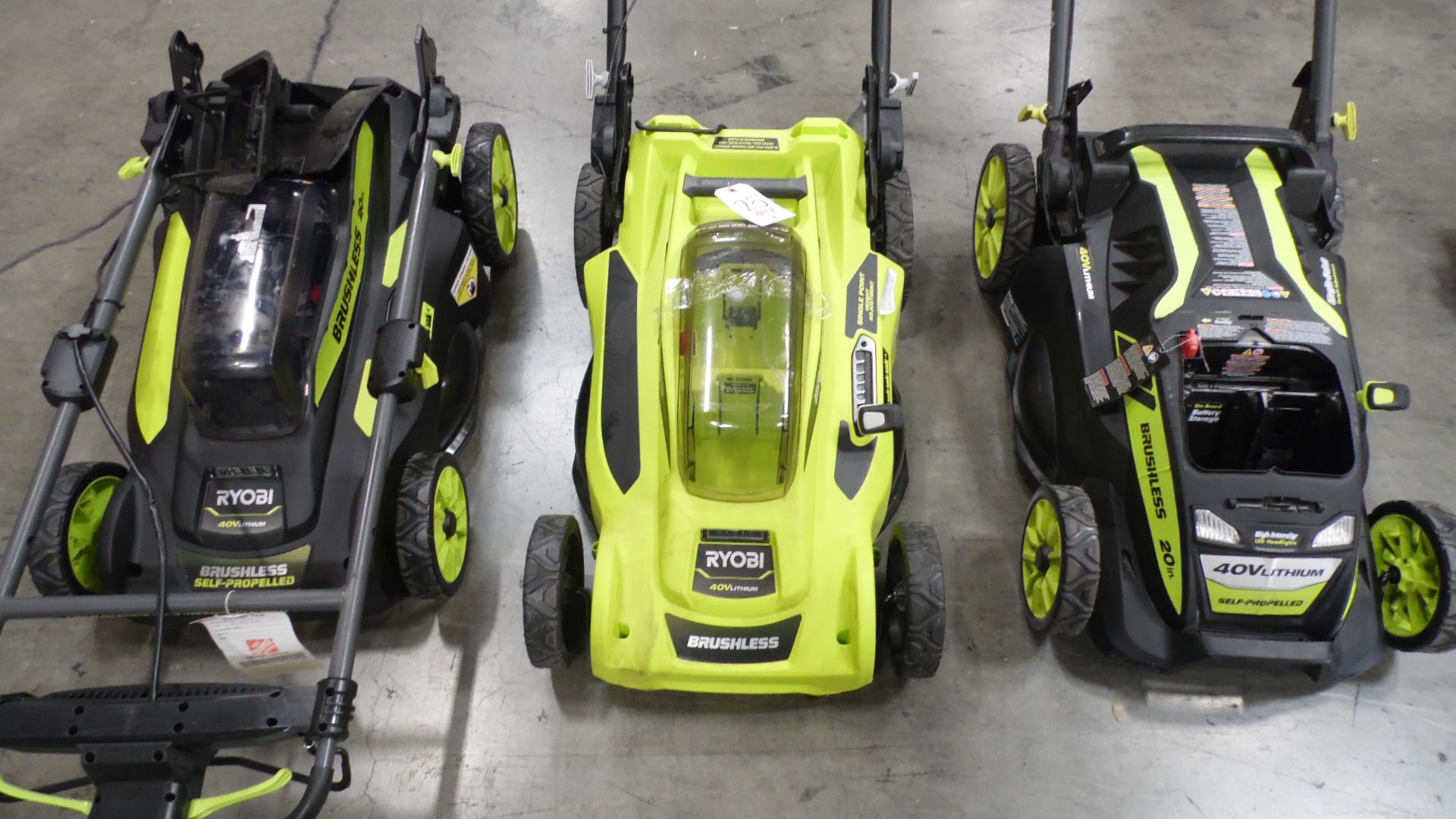 RYOBI BRUSHLESS LAWN MOWERS (NO BATTERIES) (QTY. 3)