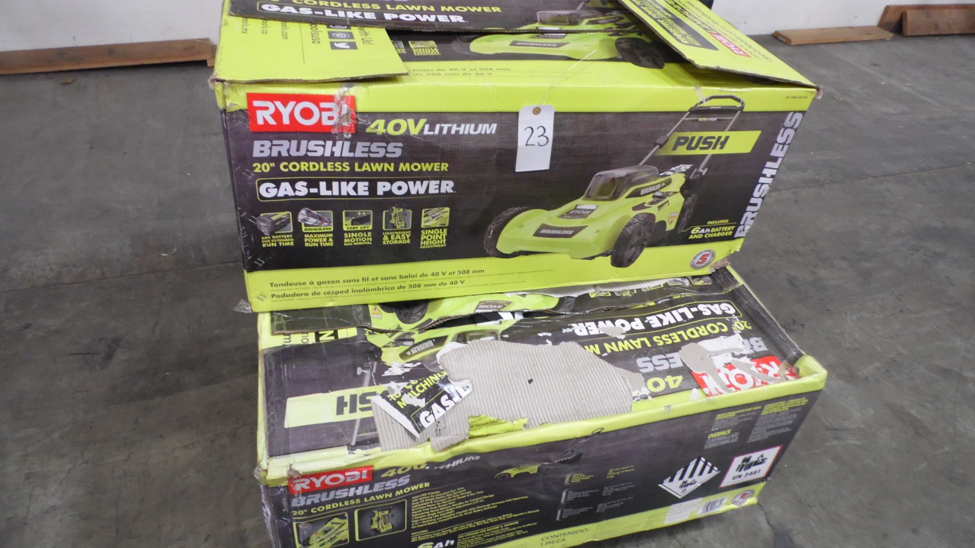 RYOBI BRUSHLESS 20" LAWN MOWERS (IN BOX) (QTY. 3)