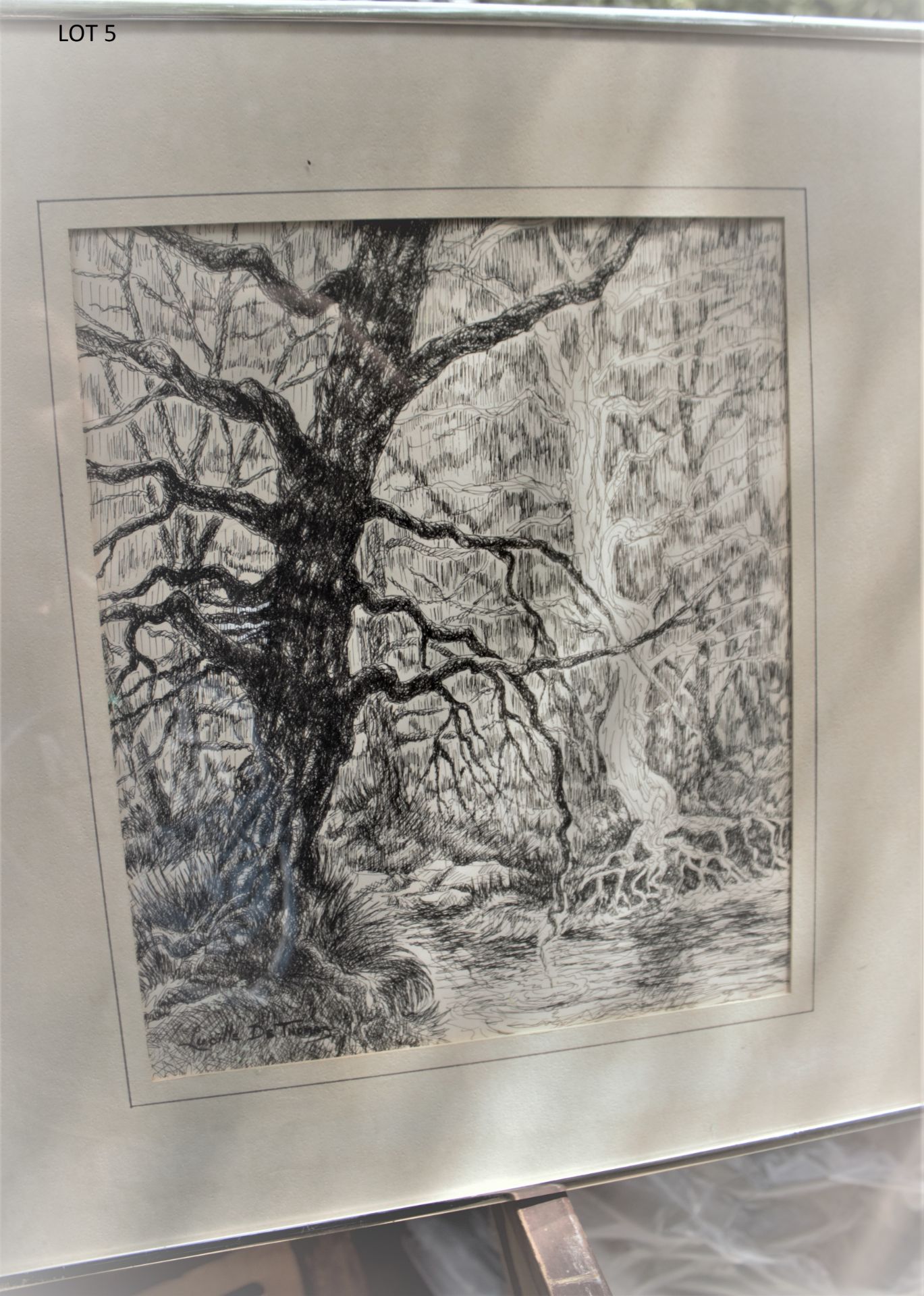 TREES 10" X 12" SIGNED PEN & INK