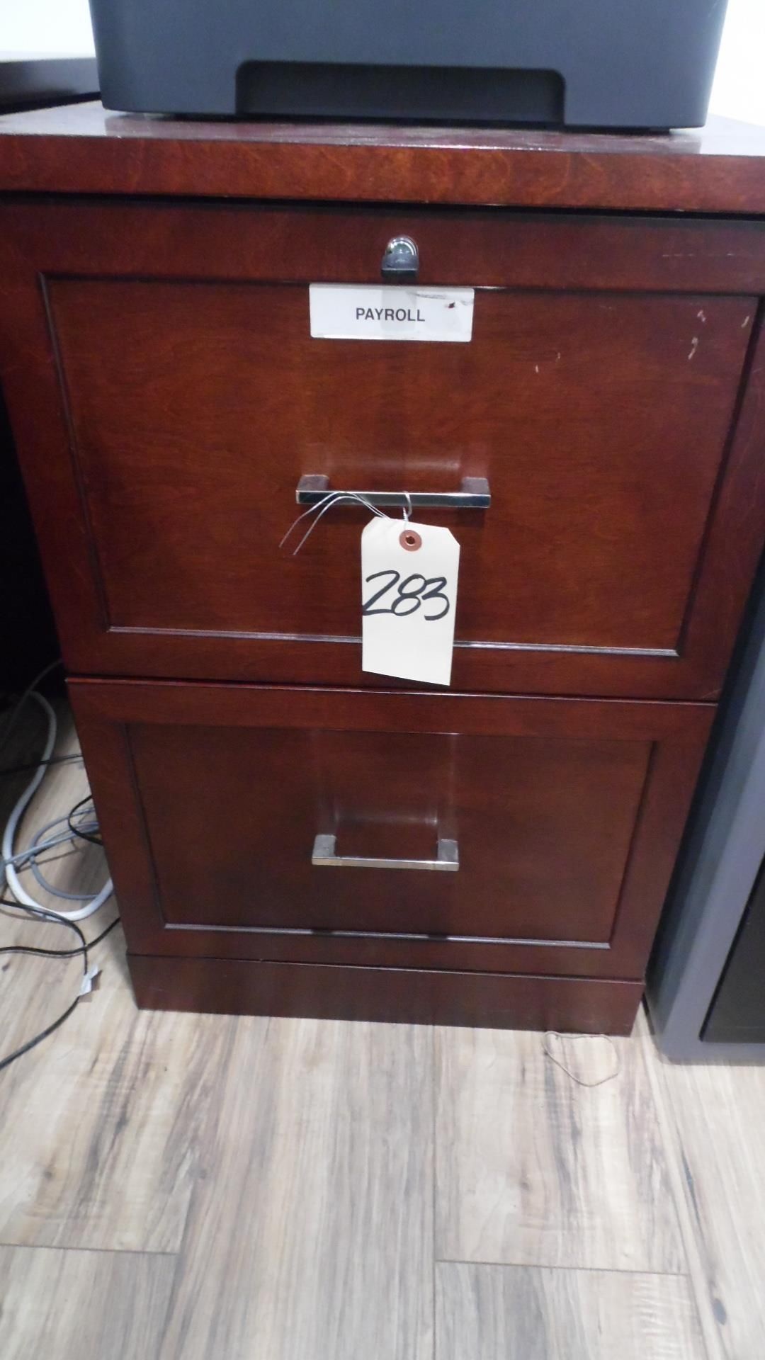 WOOD FILE CABINET w/ KEY