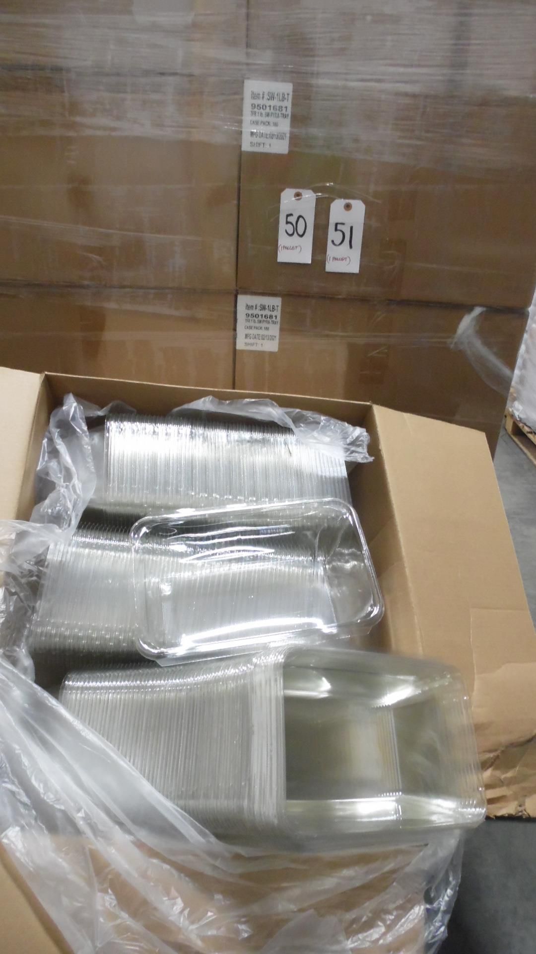 PALLET OF CLEAR PLASTIC CONTAINERS 9" X 12" (NO LIDS) 28 BOXES OF 180