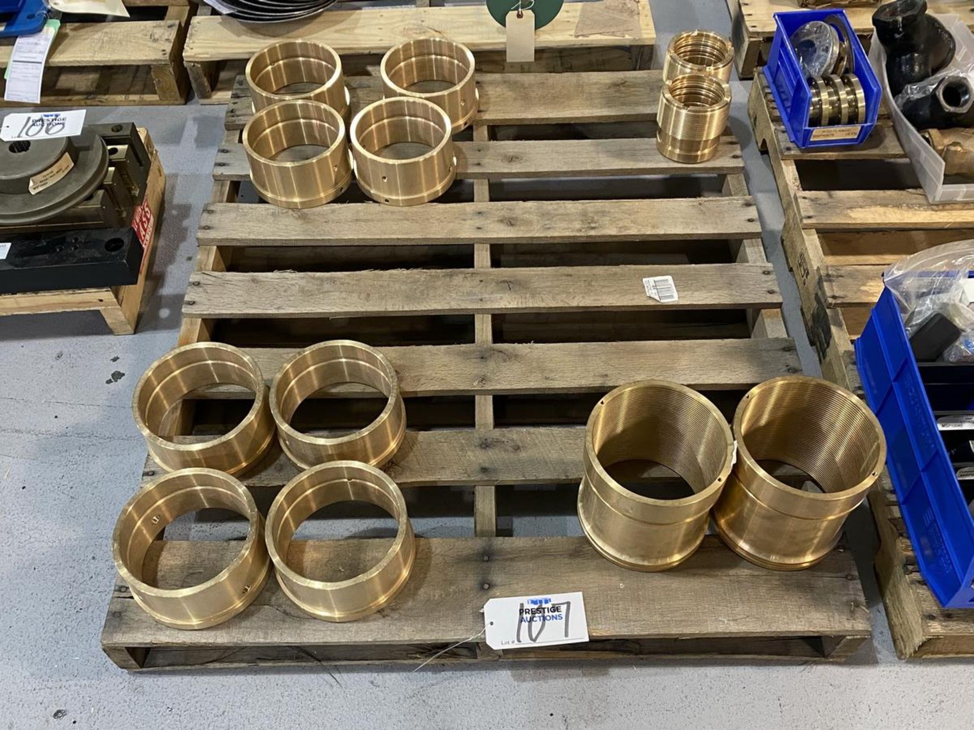 (2) Skid Of Various Size Brass Pipe Flanges 