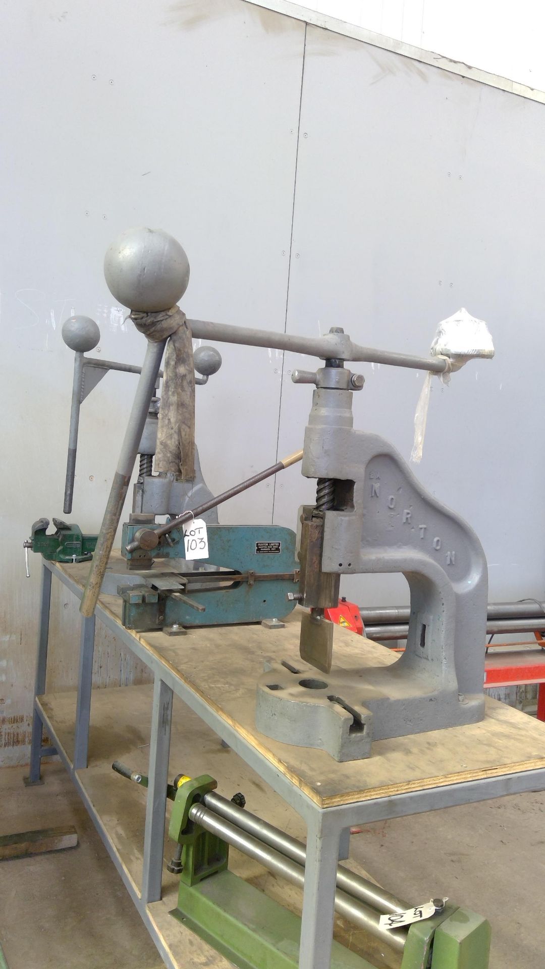 1 x Norton 2A Flypress, 1 x Hunton 12/98 Bench Punch, 1 x. F.J.Edwards Flypress, 1 x Record 3 Ton 4" - Image 3 of 3