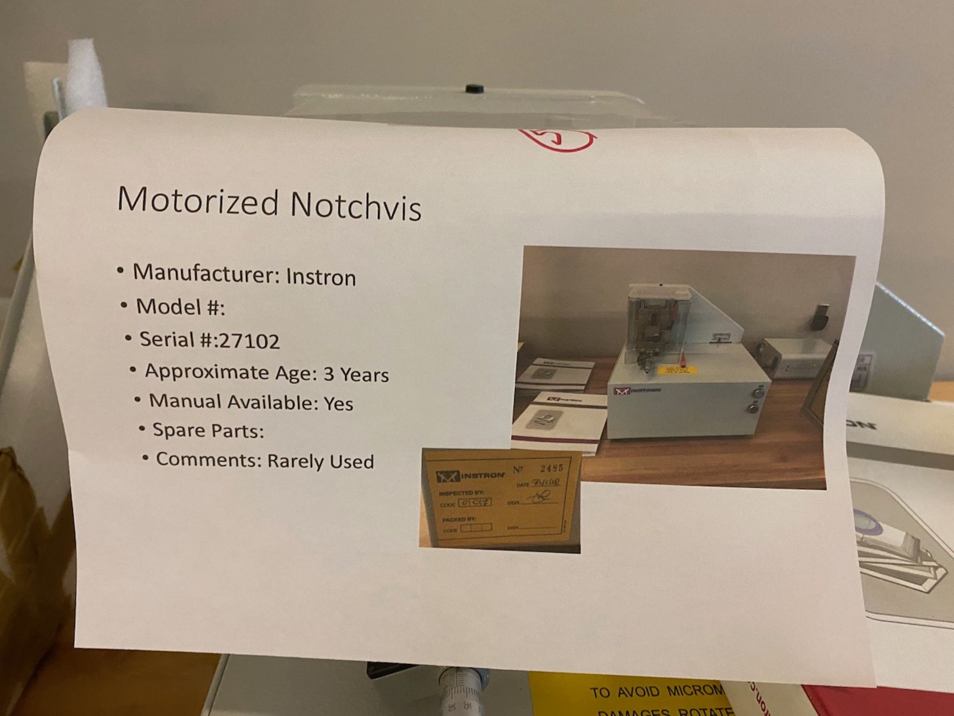 Instron Motorized Notchvis - Image 2 of 16