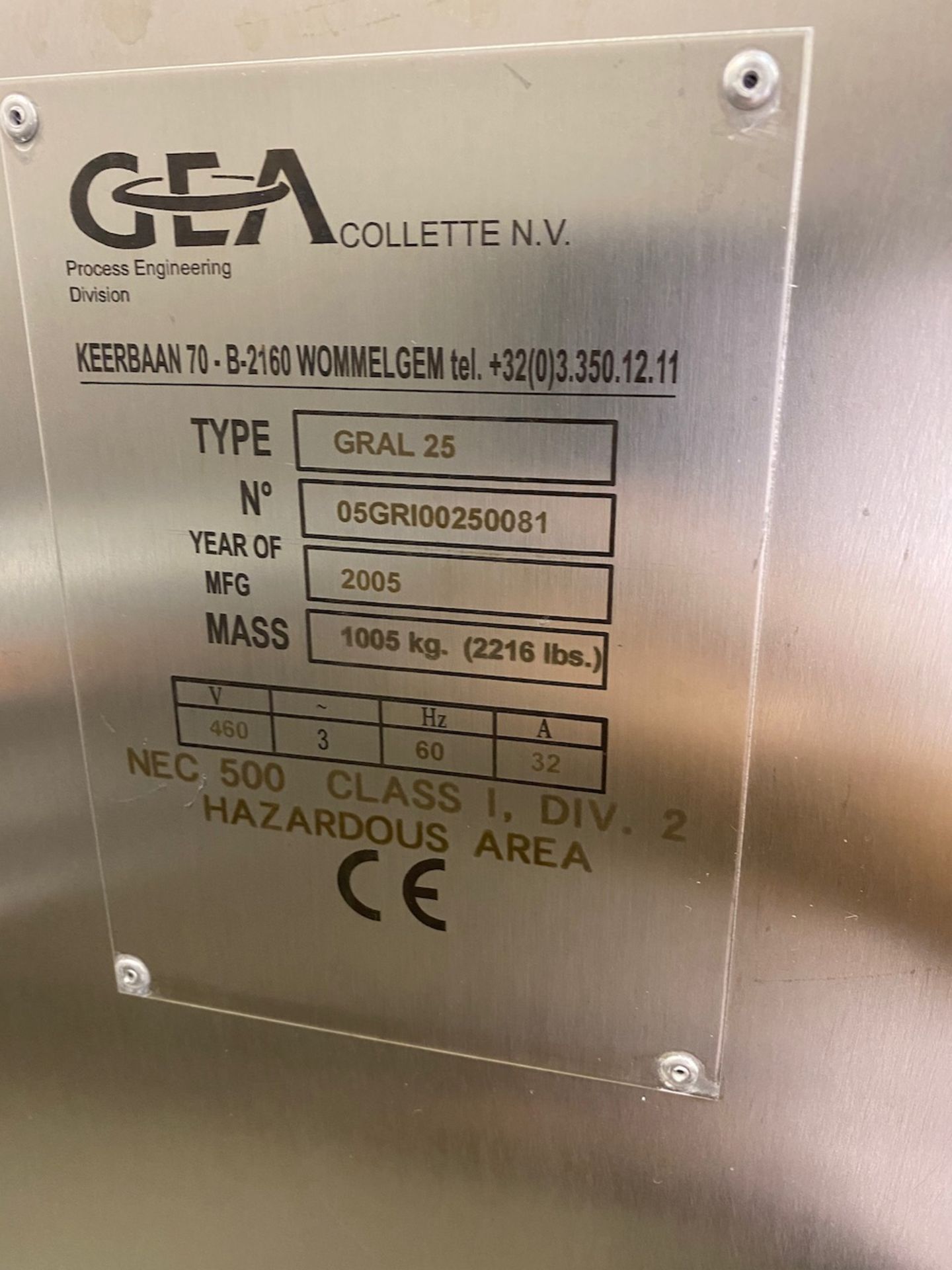 Stainless Steel GEA Gral 25 high shear Granulator - Bild 5 aus 5