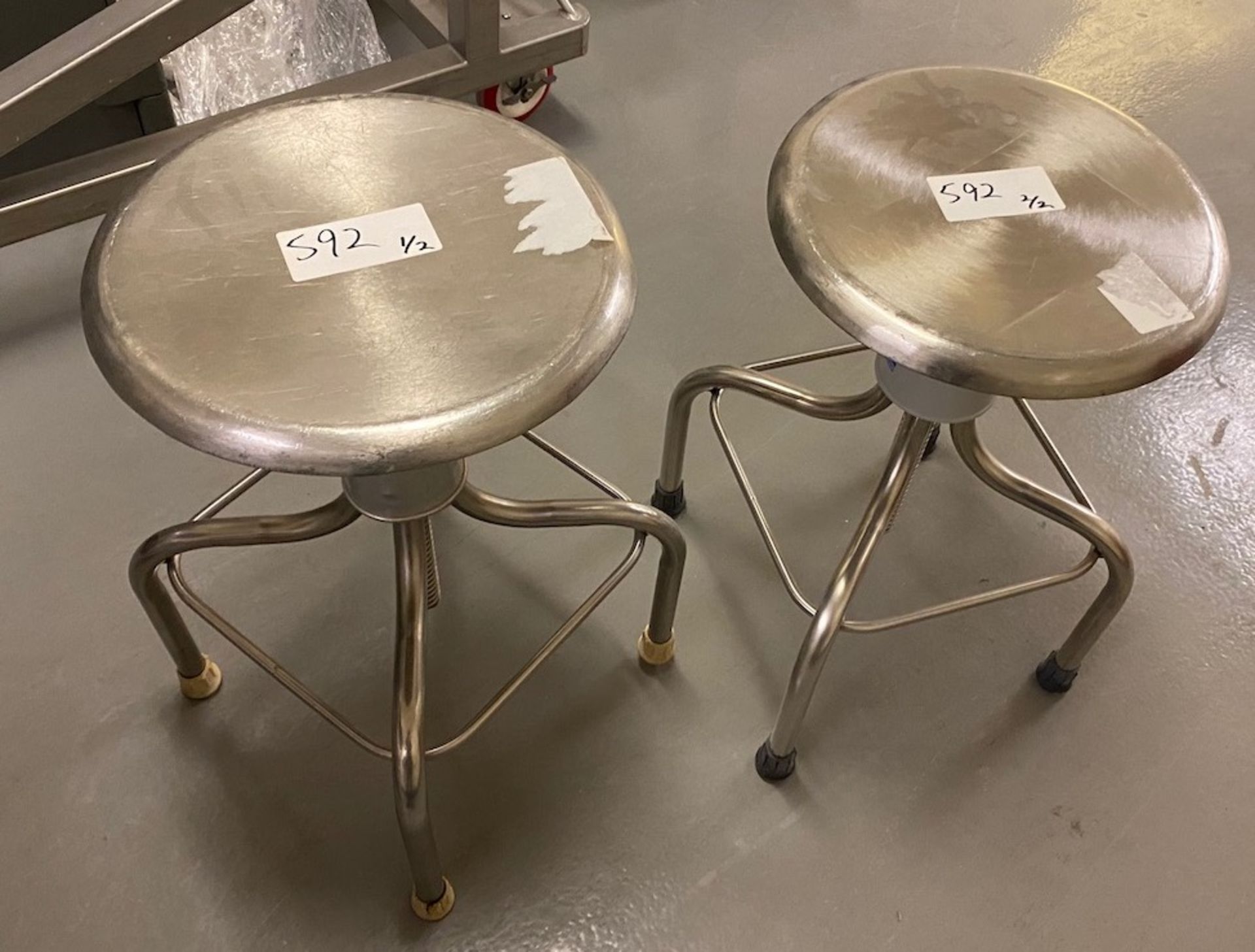 Two Stainless Steel Stools