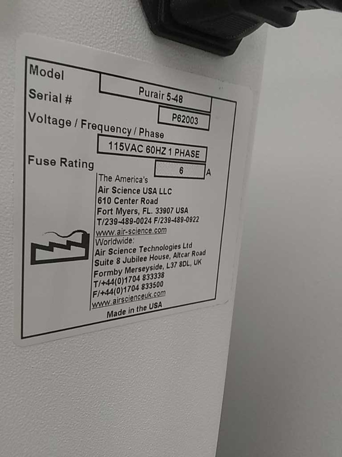 Air Science Purair 5-48 47 x24" Bench Top Ductless Fume Hood - Image 4 of 4