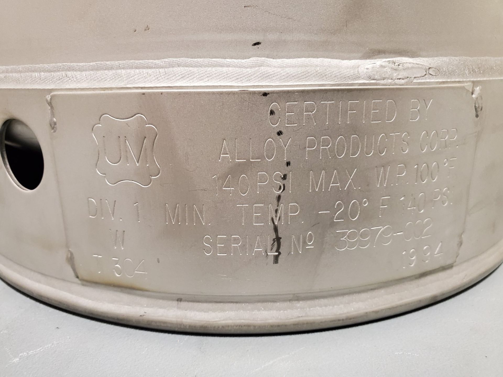 Alloy Products Pressure Vessel, 304 S/S - Image 2 of 4