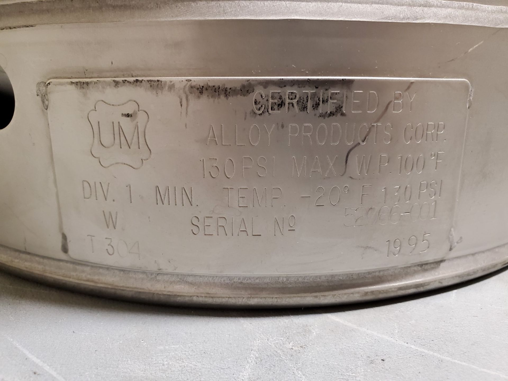 Alloy Products Pressure Vessel, 304 S/S - Image 2 of 4