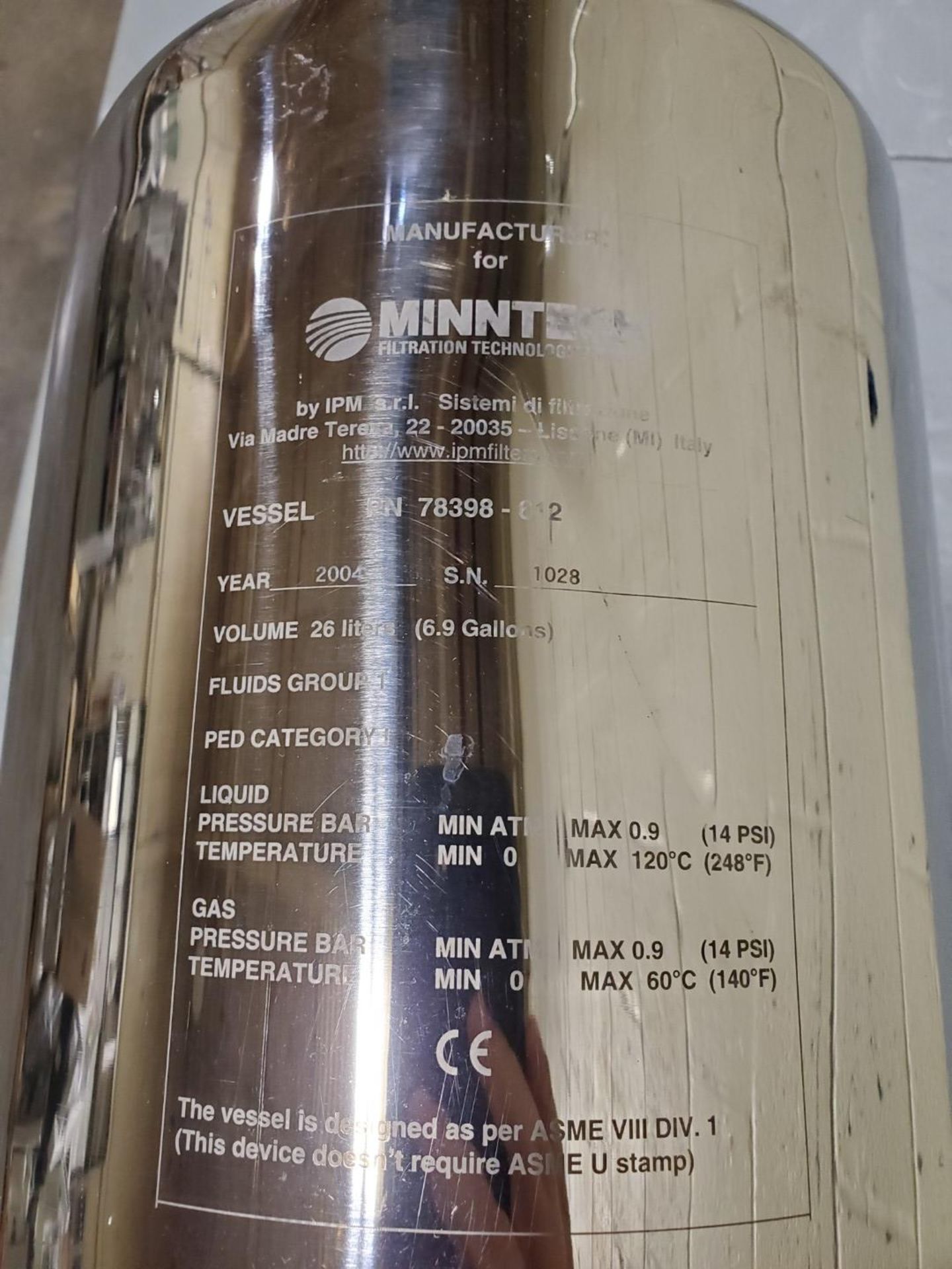 Minntech Filtration 6.9 Gallon Filter Housing, S/S - Image 2 of 4