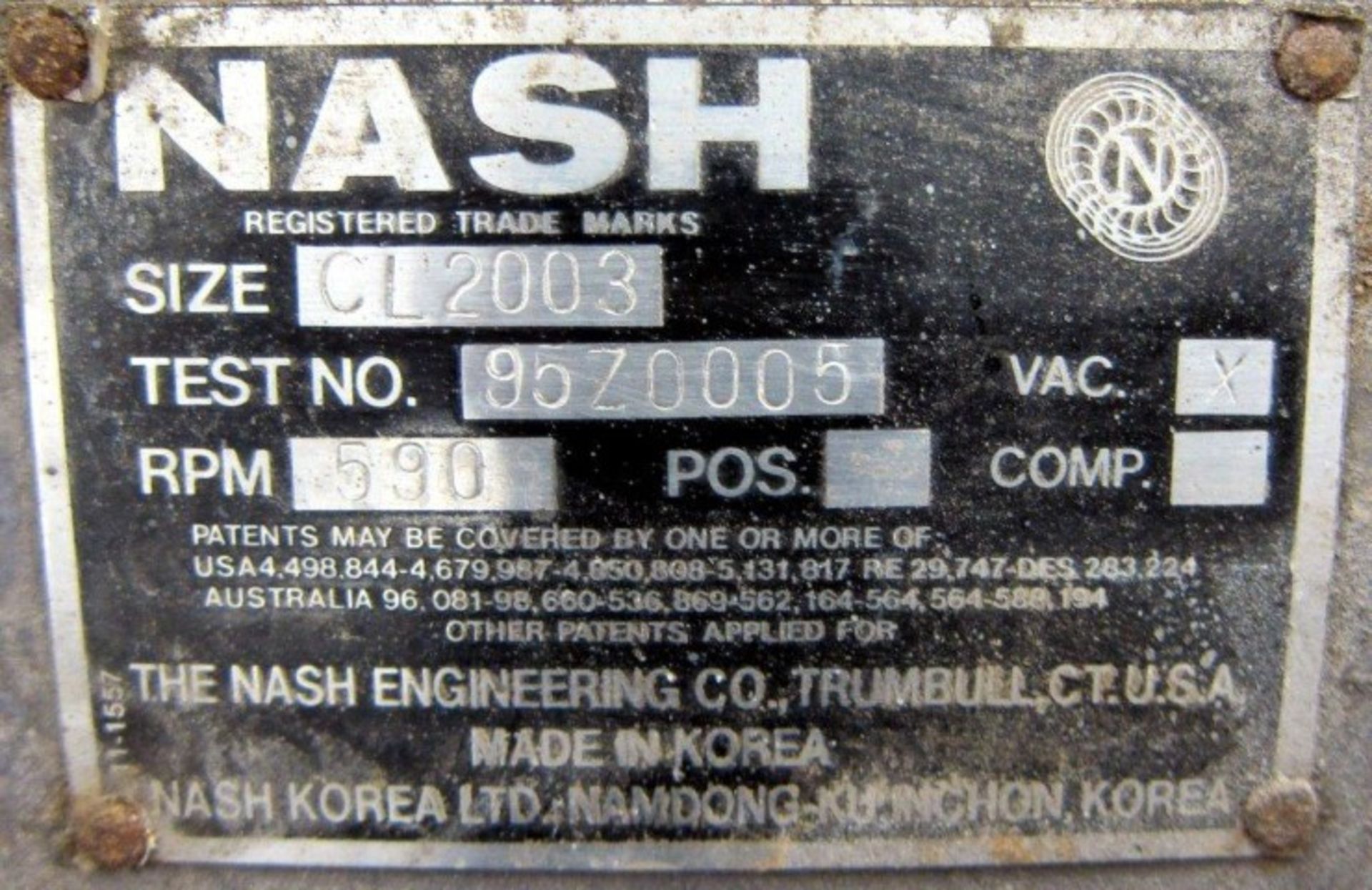 Nash Liquid Ring Vacuum Pump, Model CL2003, Carbon Steel. - Image 4 of 7