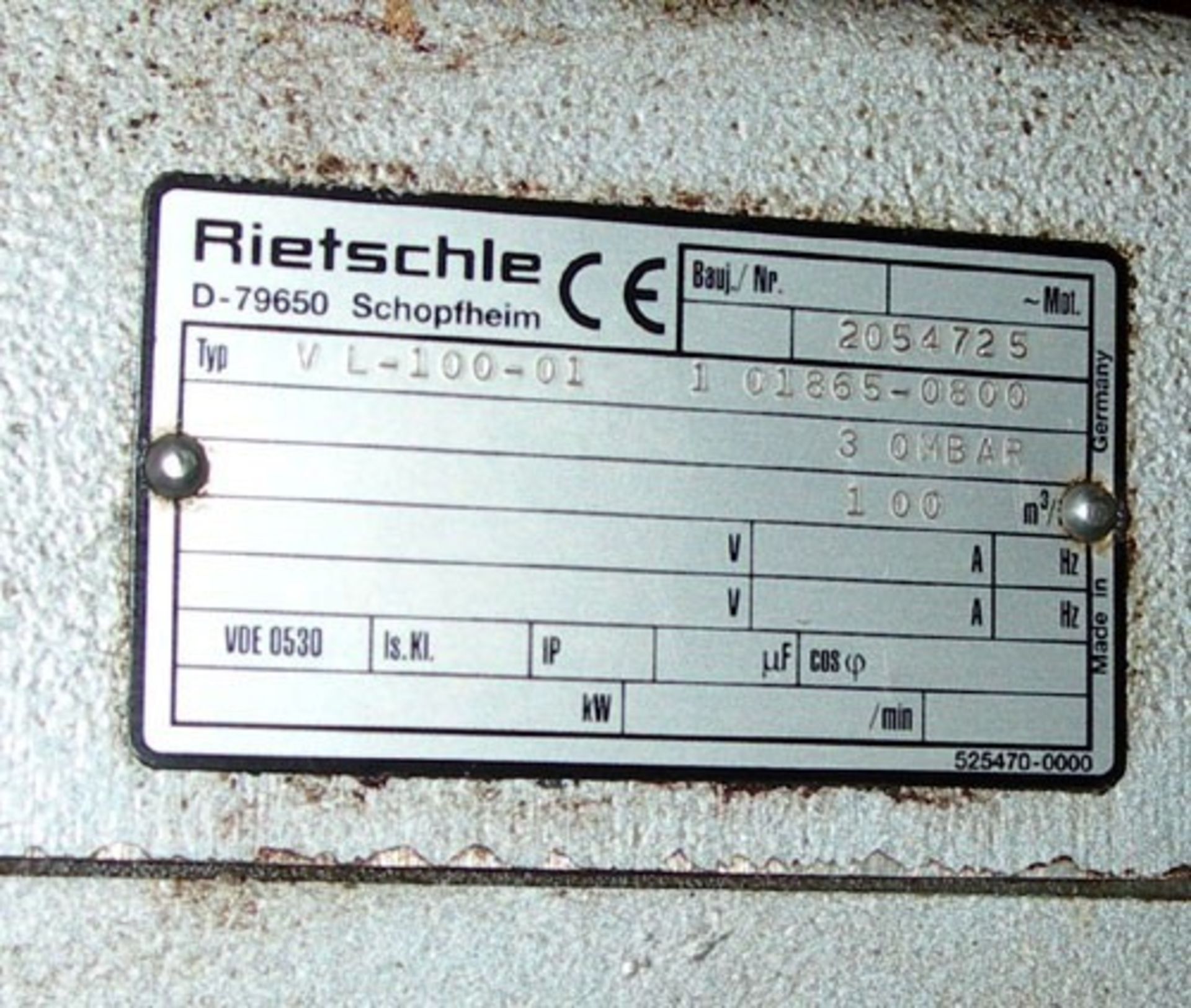 Rietschle Oil Seal Vacuum Pump, Type VWZ402-16M. - Image 4 of 4