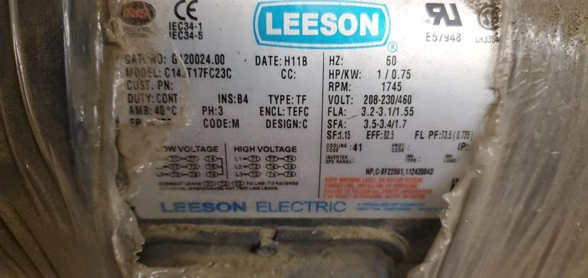 (2) Boston Gear .33HP Motors, (1) Leeson 1HP Motor - Image 3 of 8