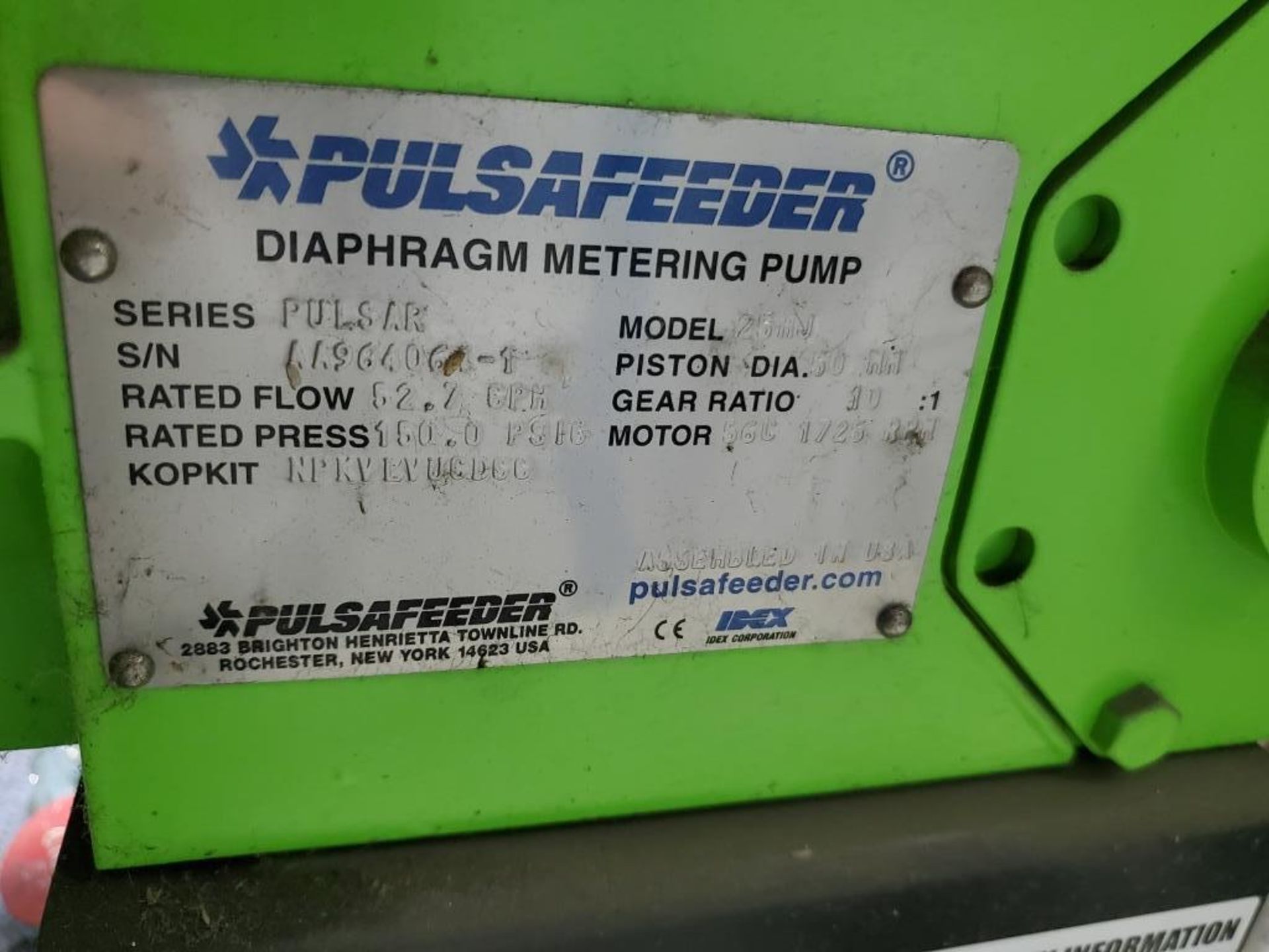 Pulsafeeder Pulsar 52.7GPH Diaphragm Metering Pump - Image 6 of 6