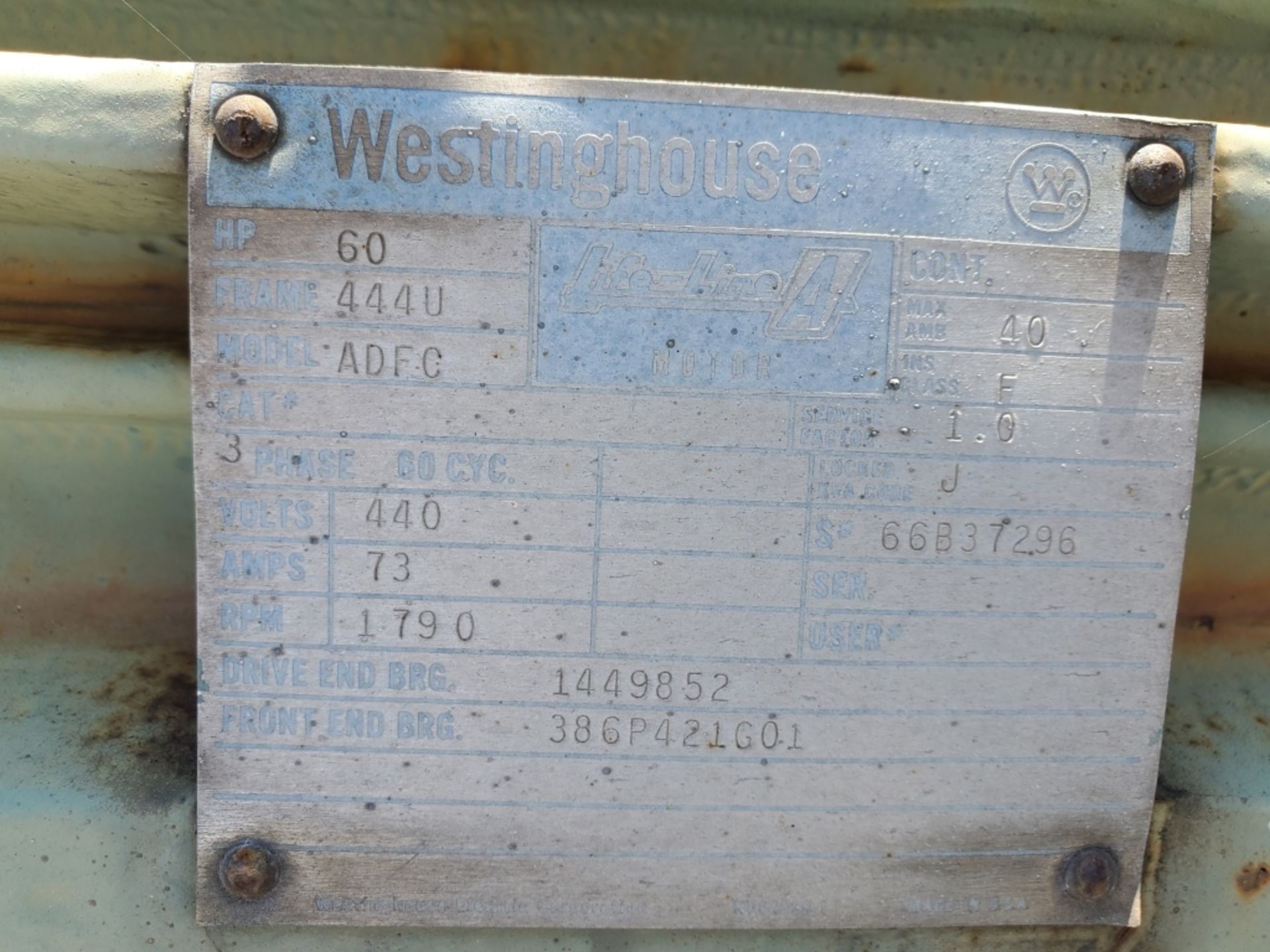 Westinghouse Life-Line-T ADFC 60HP Electric Motor - Image 4 of 5