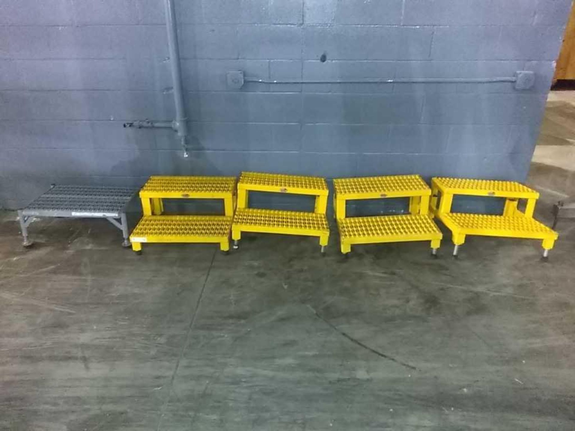 (4) Vestil XL 2' Wide 2-Step Work Platform (1) Cotterman Work Platform