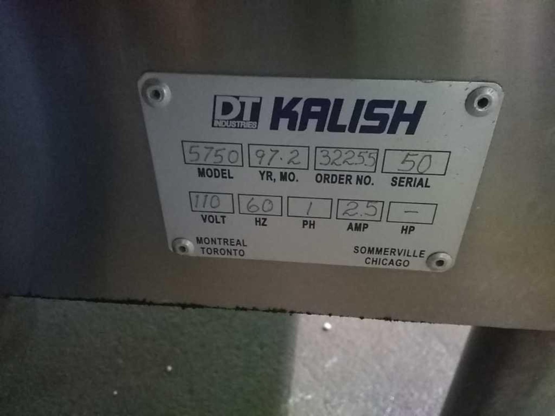 DT Industries Kalish Torqit Cap Retorque Model 5750 Mfd 2/97 sn 32255, 120V, 1ph, 60Hz, Labeled C6 - Image 5 of 5