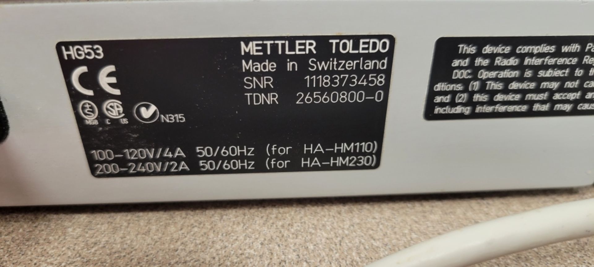 Mettler Toledo HG53-S Halogen Moisture Analyzer - Image 3 of 3
