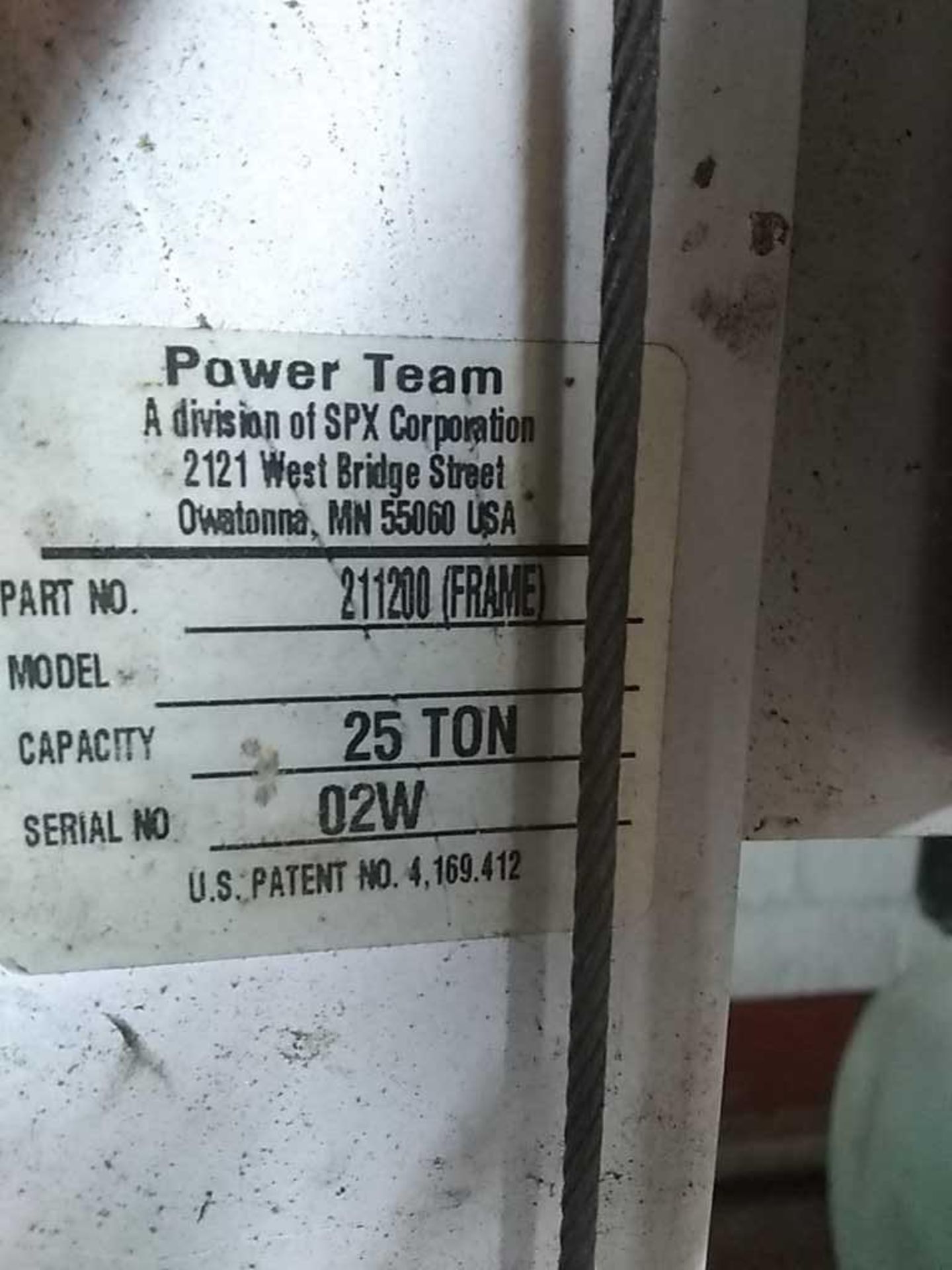 SPX Power Team 25 ton Hydraulic H-Press - Image 9 of 9