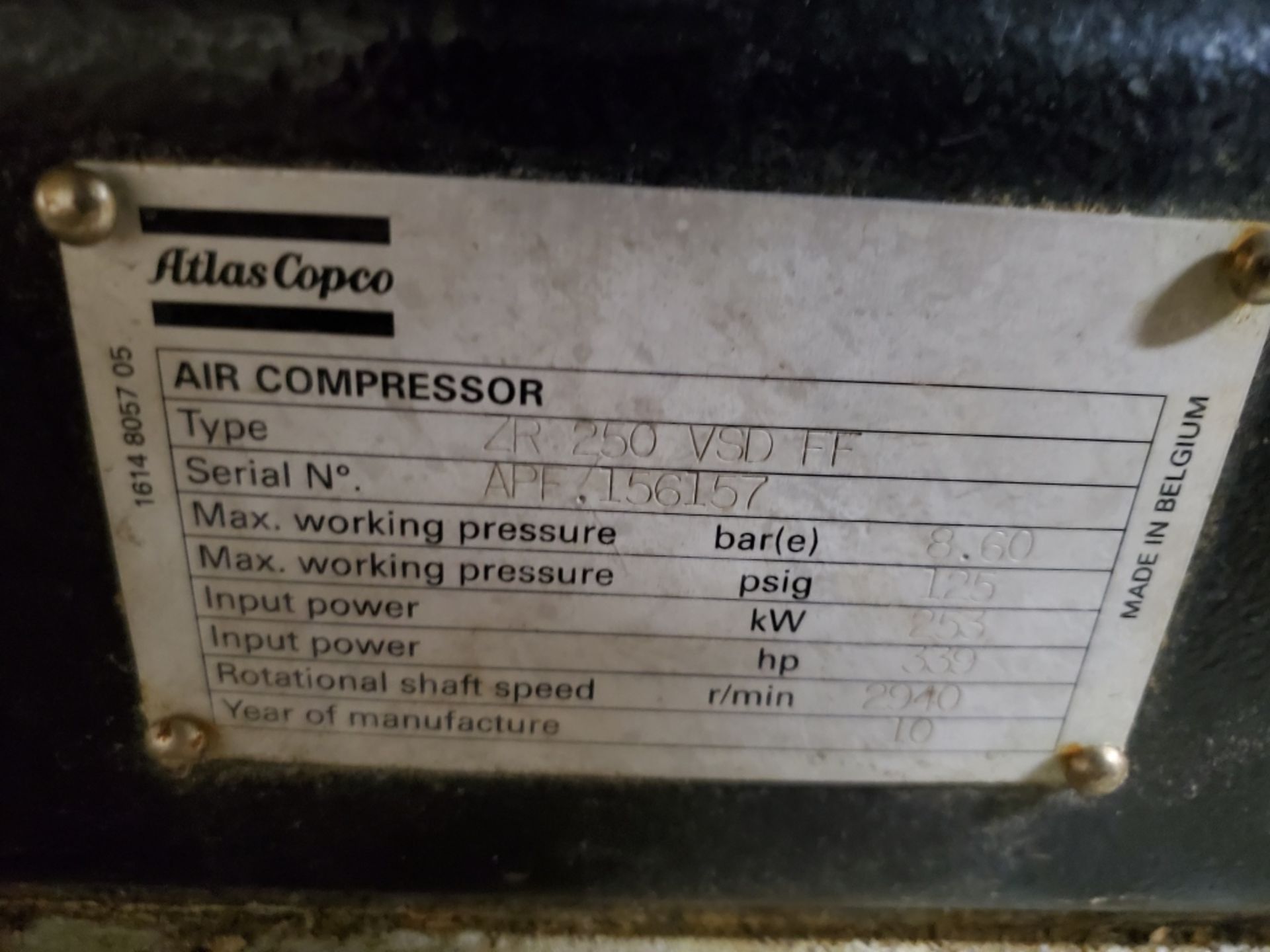 Atlas Copco 250HP Air Compressor - Image 5 of 6