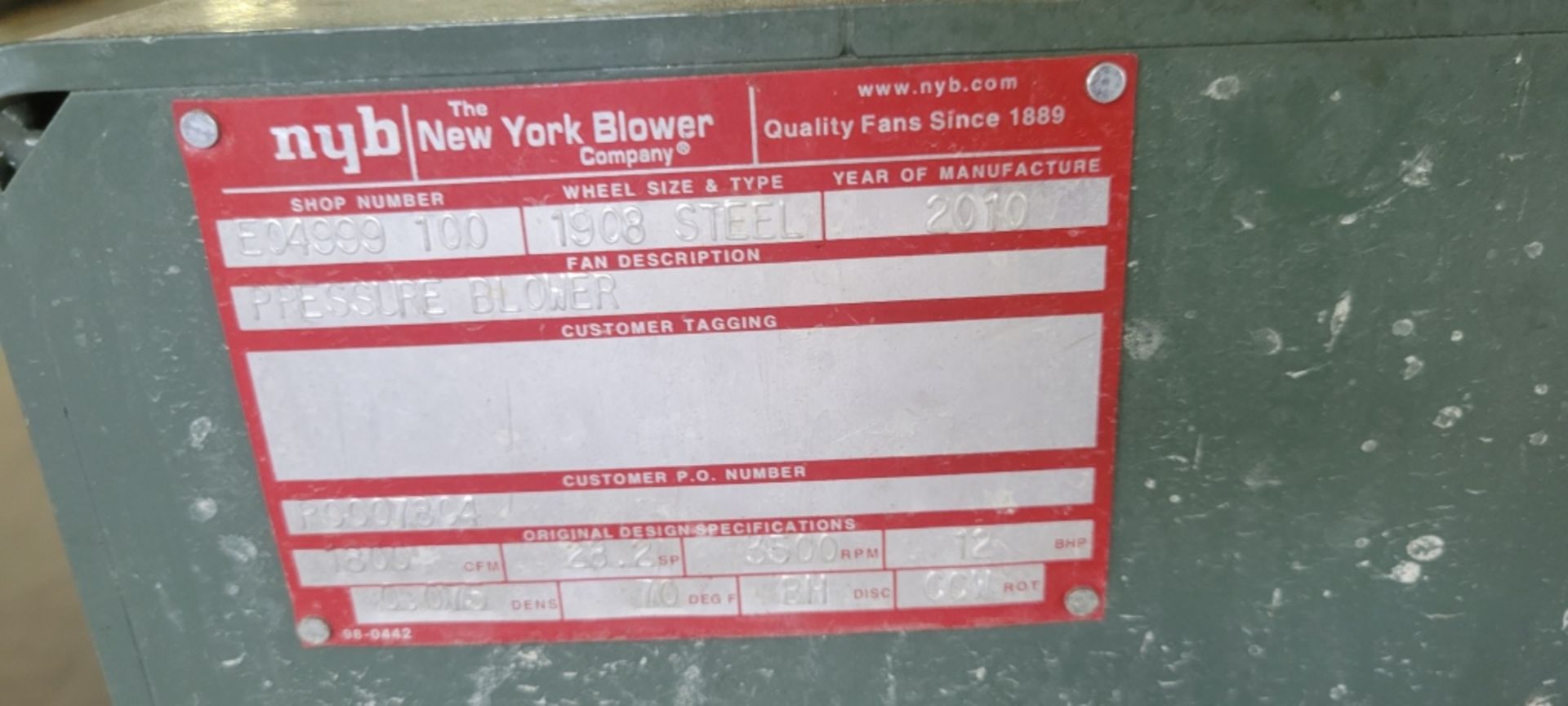 New York Blower Co Pressure Blower - Image 5 of 8