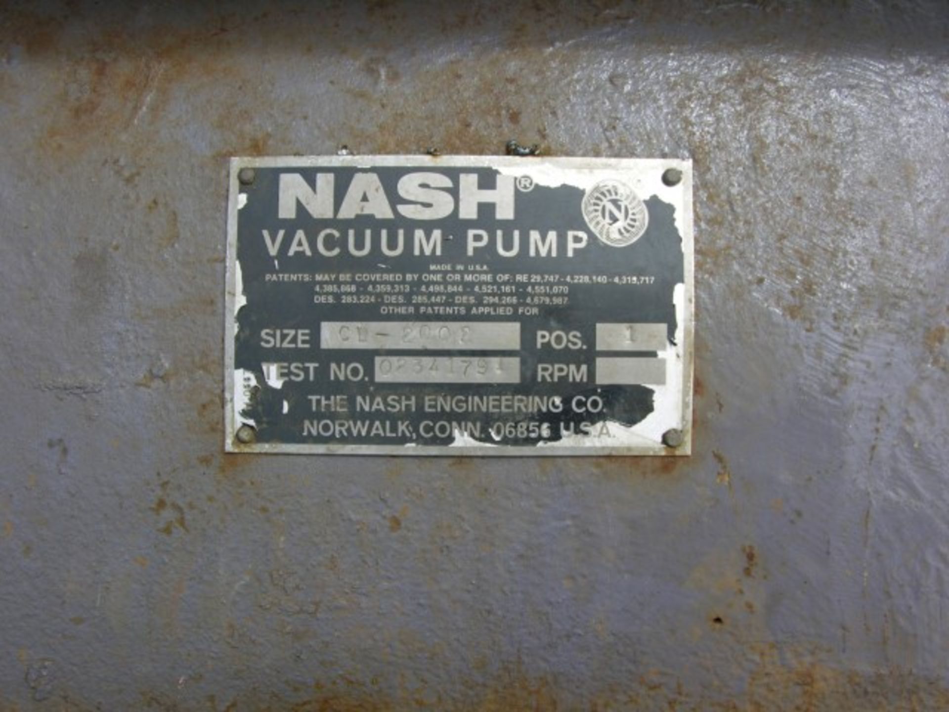 Nash Vacuum Pump, Model CL2002. Driven by a 100 hp, 3/60/230/460 volt, 1775 rpm motor. Test # . - Image 2 of 4